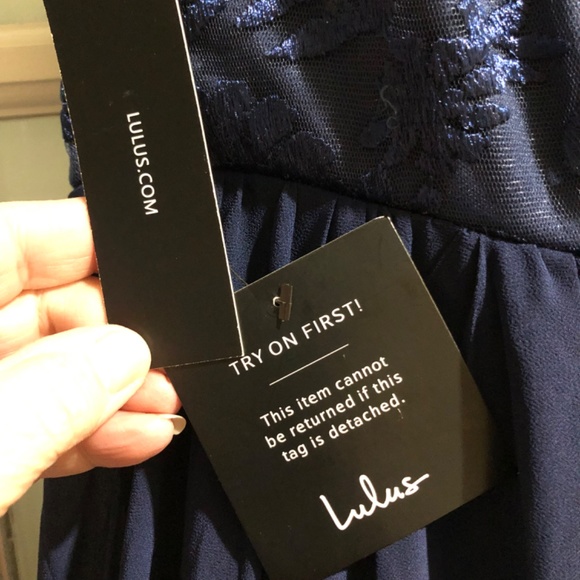 Lulu’s Navy Maxi Dress Prom Wedding Formal Removable Straps XS - Picture 4 of 9